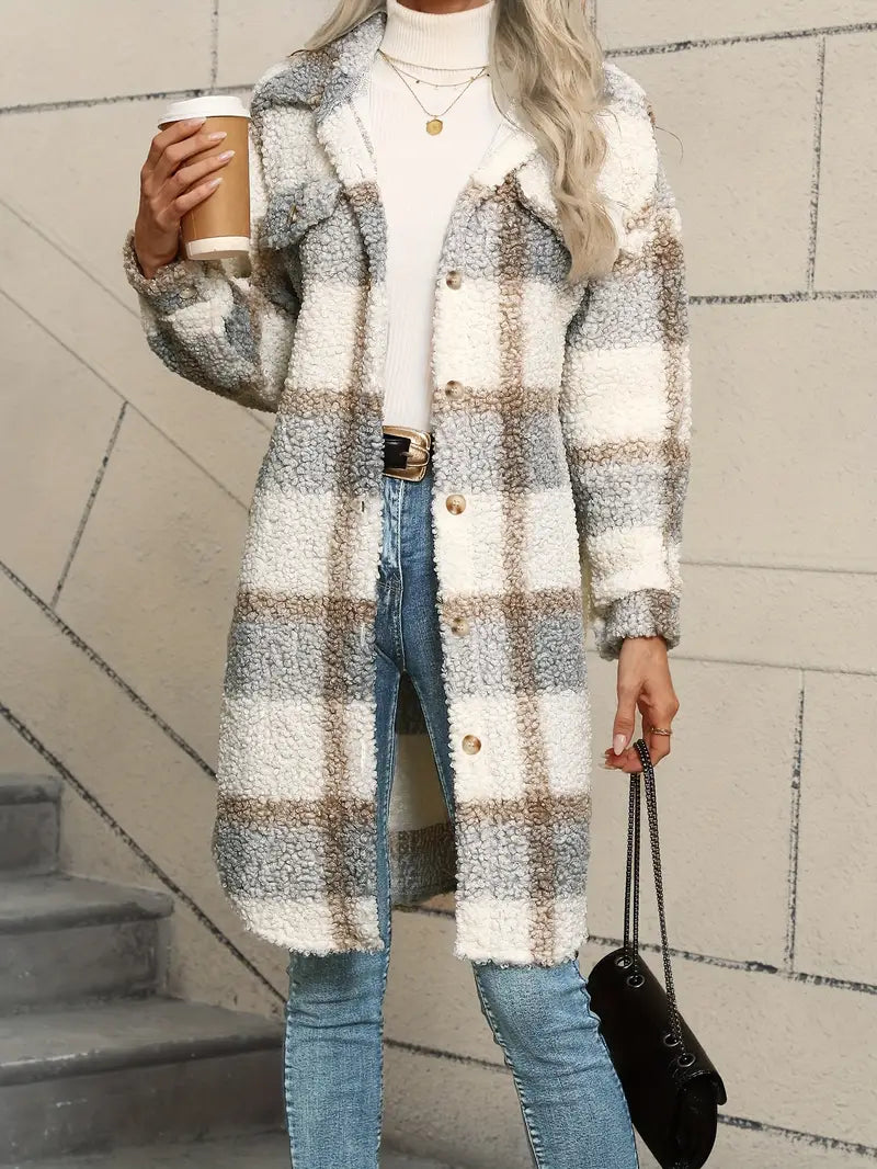 Isabelle™ | Veste teddy à carreaux confortable