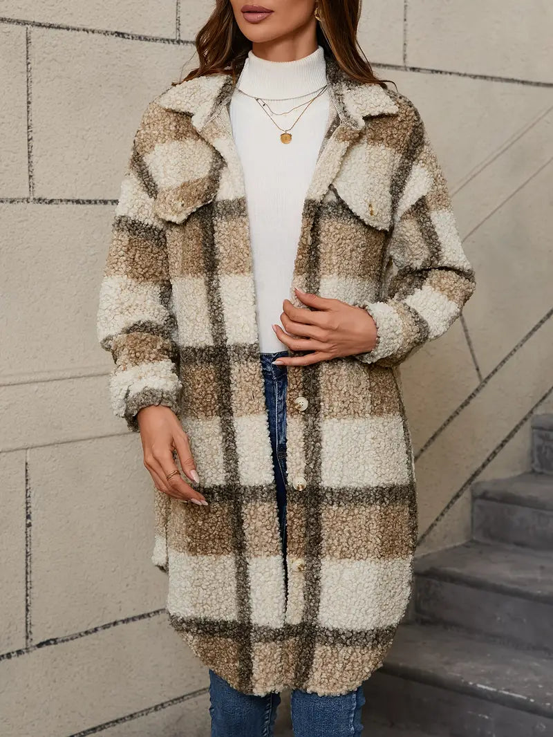 Isabelle™ | Veste teddy à carreaux confortable