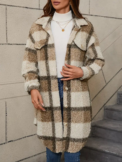 Isabelle™ | Veste teddy à carreaux confortable