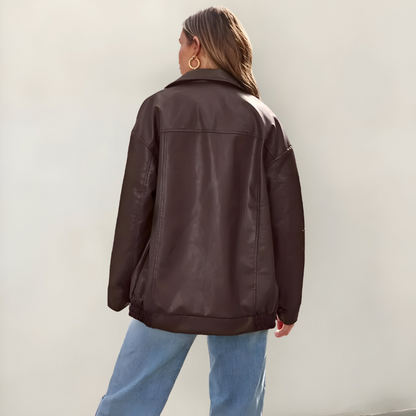 Mira™ | Veste en cuir oversize élégante