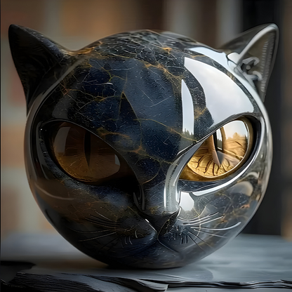 Sculpture de chat aux yeux vifs