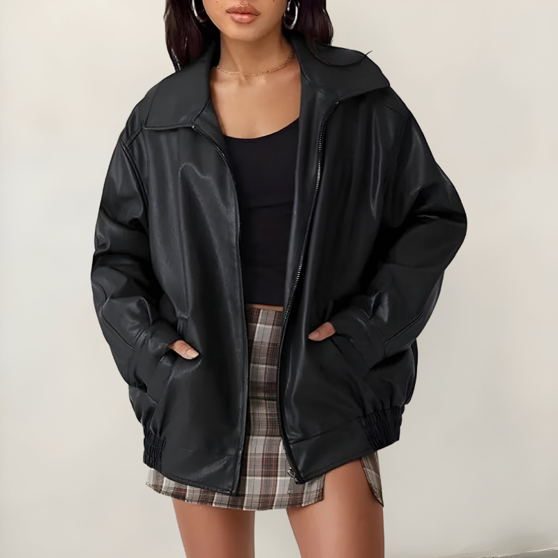 Mira™ | Veste en cuir oversize élégante