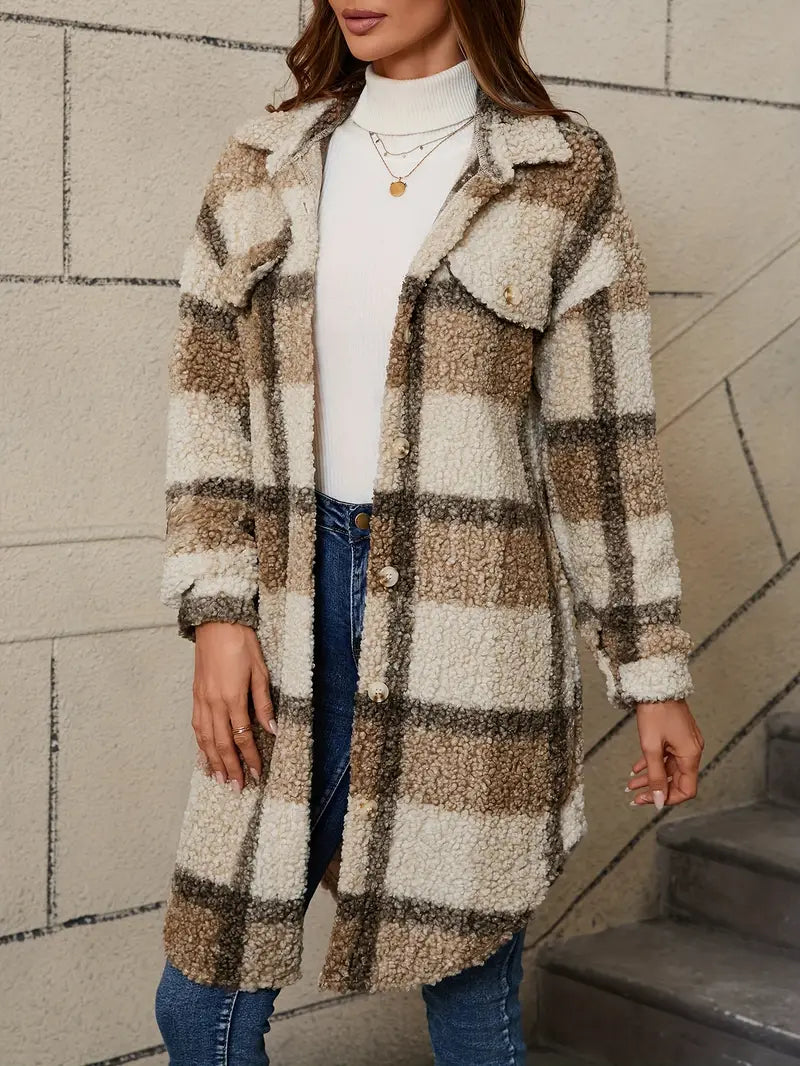 Isabelle™ | Veste teddy à carreaux confortable