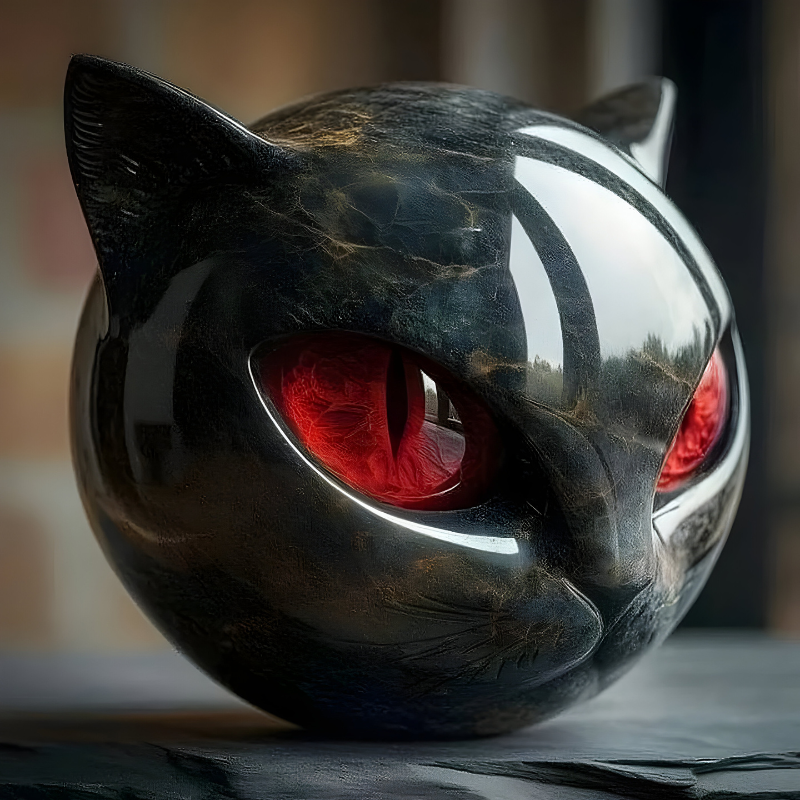 Sculpture de chat aux yeux vifs