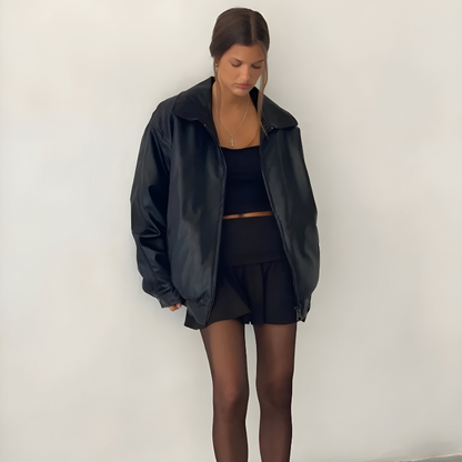 Mira™ | Veste en cuir oversize élégante