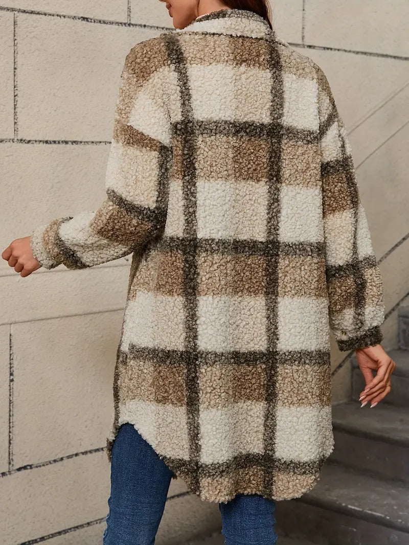 Isabelle™ | Veste teddy à carreaux confortable