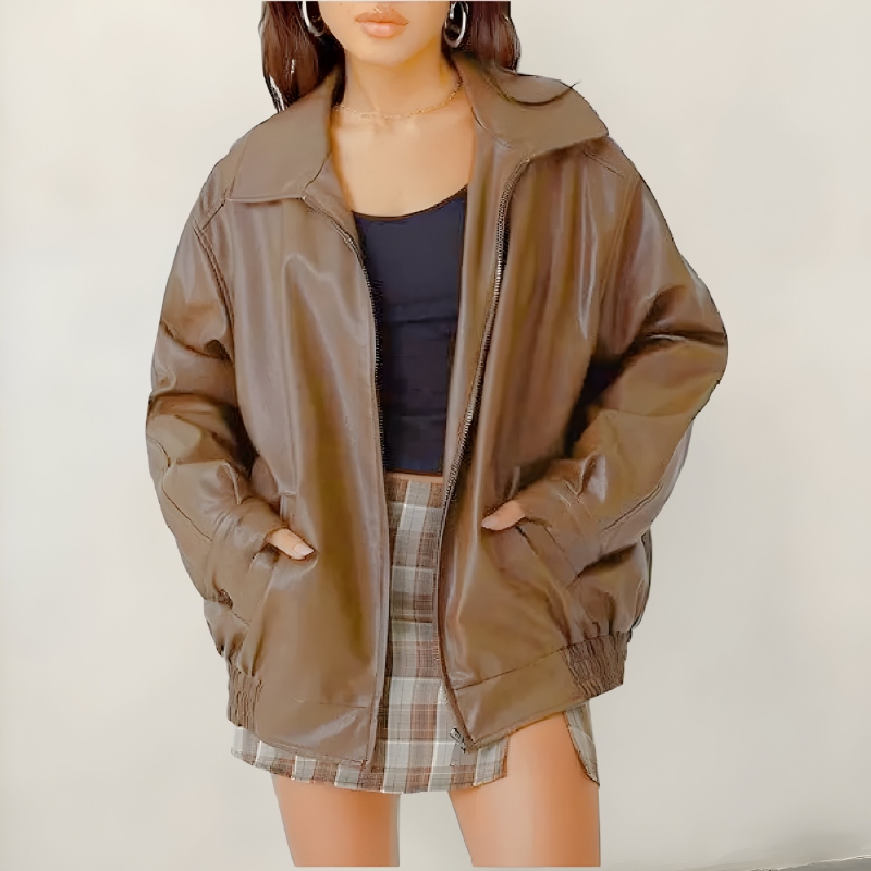 Mira™ | Veste en cuir oversize élégante