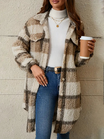 Isabelle™ | Veste teddy à carreaux confortable