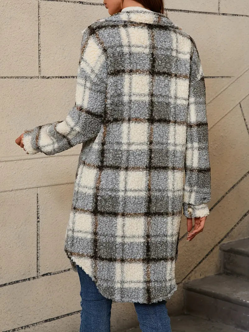 Isabelle™ | Veste teddy à carreaux confortable