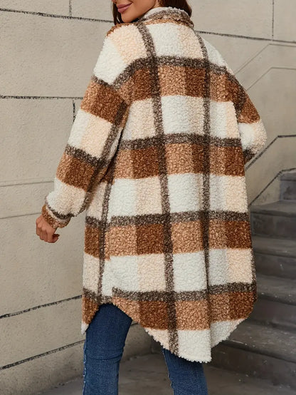 Isabelle™ | Veste teddy à carreaux confortable