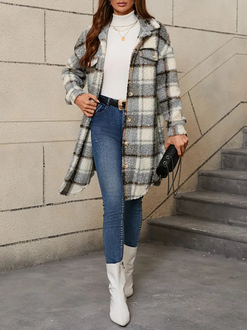 Isabelle™ | Veste teddy à carreaux confortable