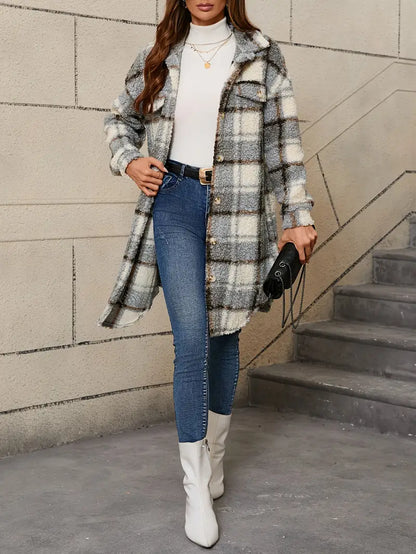 Isabelle™ | Veste teddy à carreaux confortable